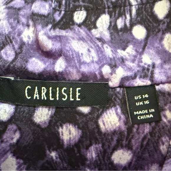 CARLISLE SILK BUTTON DOWN BLOUSE IN SHADES OF PURPLE WITH SILK NECK SCARF SZ 14 - Picture 6 of 12